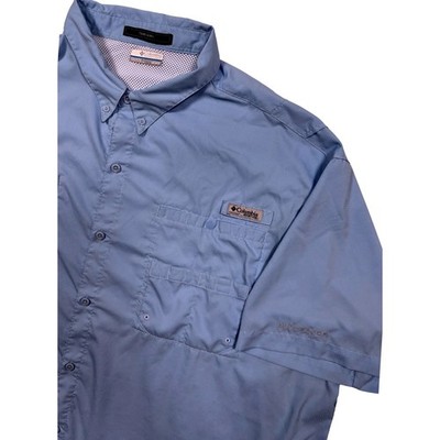 Columbia PFG Tamiami Shirt Mens 4X Light Blue Short Sleeve Fishing Omni-Shade
