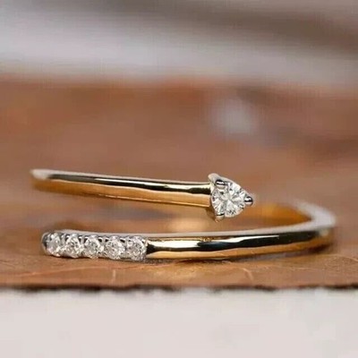 1 Ct Round Lab Created Diamond 14K Yellow Gold Plated Arrow Shape Wedding Ring
