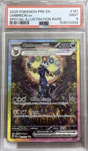 Umbreon ex 161/131 Sv: Prismatic Evolutions Holo Sunbreon PSA 9