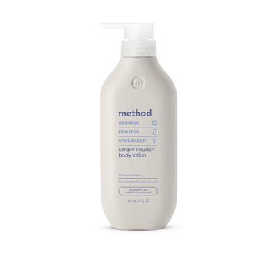 Method Body Lotion, Simply Nourish, Coconut, Rice Milk + Shea Butter Notes, 24 H