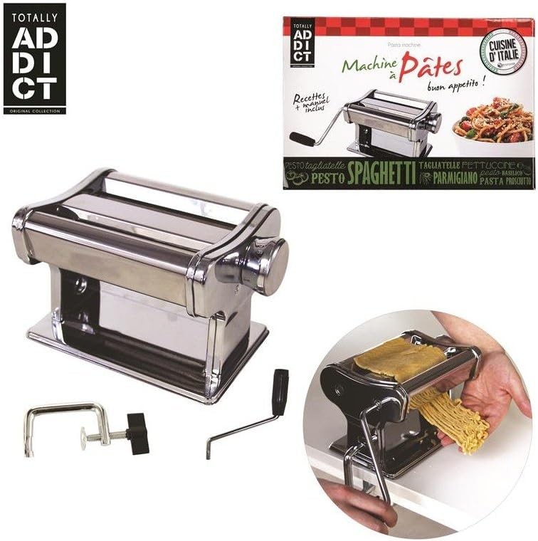 Machine à pâtes chromée avec laminoir de précision pour fettuccine et lasagnes