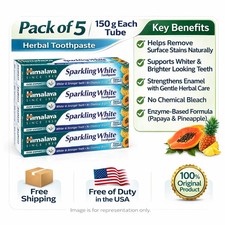 Himalaya Sparkling White Toothpaste Herbal Whitening Care 150g x5 free shipping
