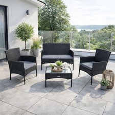 Sitzgruppe Gartenmöbel Set Polyrattan Gartenset Rattan Möbel Balkonmöbel Schwarz