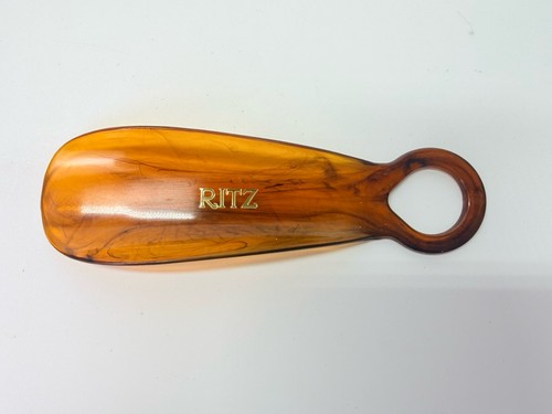 THE Ritz Carlton Shoe Horn Faux Tortoise Shell Plastic Ritz in Gold Letters USA
