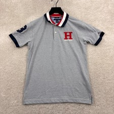 Tommy Hilfiger Shirt Boys Size Medium 12/14 Gray Short Sleeve Polo Pique Cotton