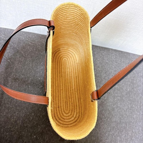 LOEWE Borsa Basket Piccola Borsa Cestino, Quadrata Tote Bag Rafia Marrone Naturale Donna - Foto 12 di 14