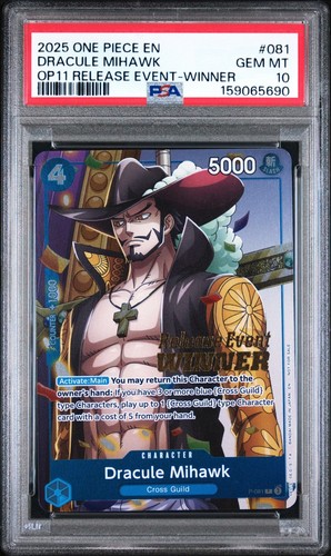 Dracule Mihawk (OP11 Release Event Winner) graded PSA 10 for sale on eBay