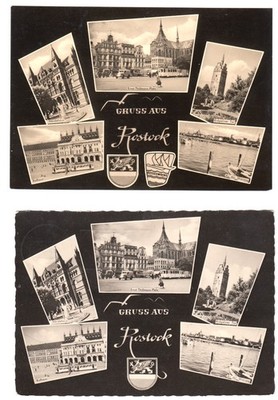 AK (2), Rostock, fünf Abb., zwei Gestaltungsvarianten, 1961 bzw. 1962