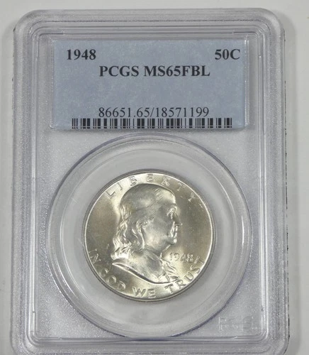 1948 Franklin Half Dollar CERTIFIED PCGS MS 65 Full Bell Lines Silver 50c