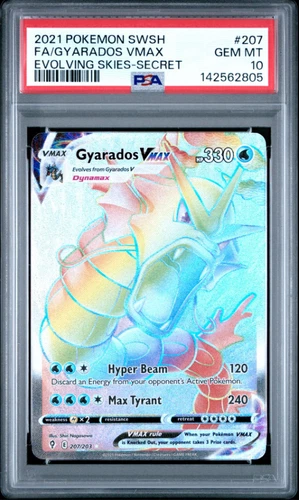 2021 POKEMON EVOLVING SKIES GYARADOS VMAX FULL ART #207 PSA 10