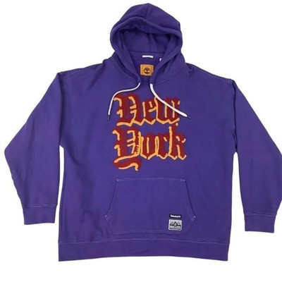 Timberland Bee Line  New York  Hoodie XXL Purple Pullover Sweatshirt Y2K Collab