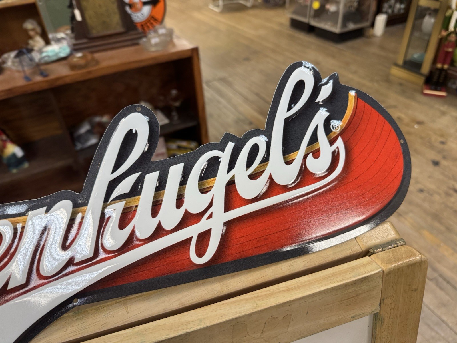 Leinenkugel’s Leinie CANOE Boat Metal Sign Tin Tacker 24" CHIPPEWA FALLS Brewery