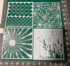 4pc Fish Scales, sun, Webs, Splatter AIRBRUSH Paint STENCILS Stencil reusable 6