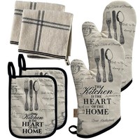 Ofenhandschuhe Set Baumwolle KüChe Backen Topflappen GeschirrhandtüCher 2 StüCk