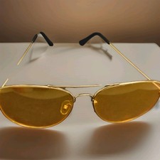 Retro Yellow Amber Lens Gold Aviator Sunglasses