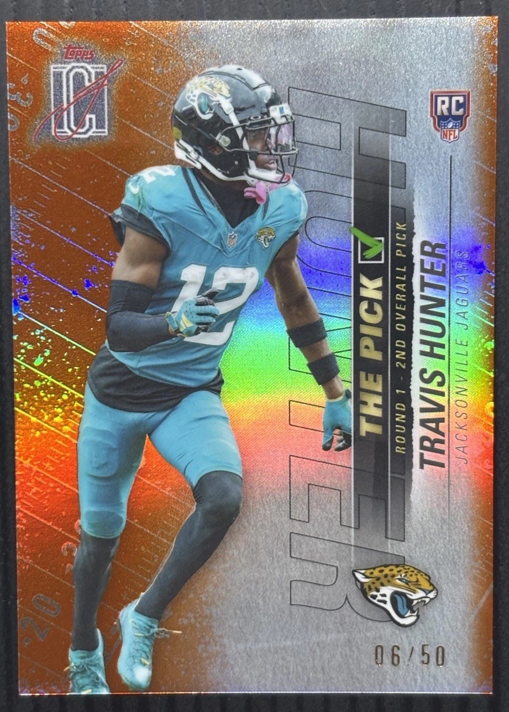 2025 Topps Signature Class Rookie The Pick Travis Hunter #TP-15 (RC) Orange /50