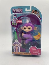 New Fingerlings MIA Purple White Hair Baby Monkey Bonus With Stand Interactive