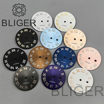 24.5mm Roman Numerals Sun Pattern Watch Dial Date Fit NH05 06 Movement