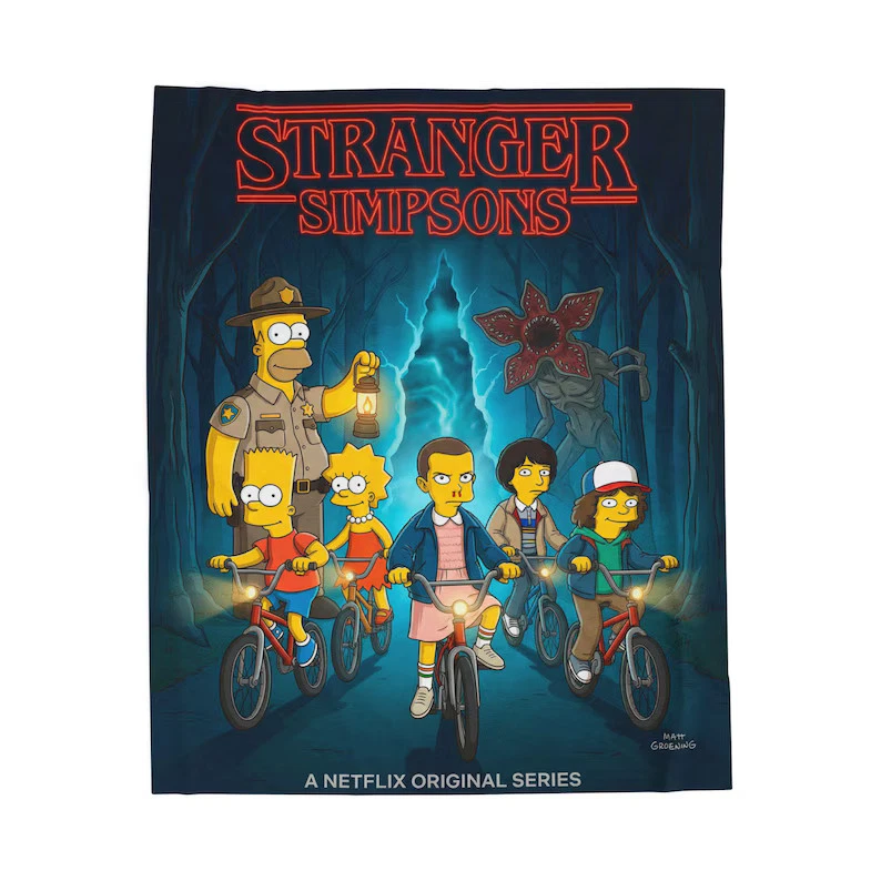 Stranger Simpsons Blanket - Cozy Retro Throw For Lovers Fleece Blanket