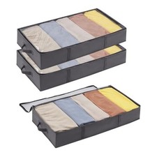 Under Bed Storage Bag Organizer with Reinforced Handle Thick Fabric Clear