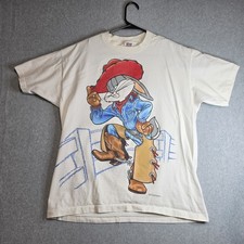 Vintage 1993 Changes Bugs Bunny Looney Tunes T-Shirt AOP Cowboy USA Made Size XL