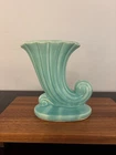 Shawnee USA Pottery Turquoise Ceramic Cornucopia Vase
