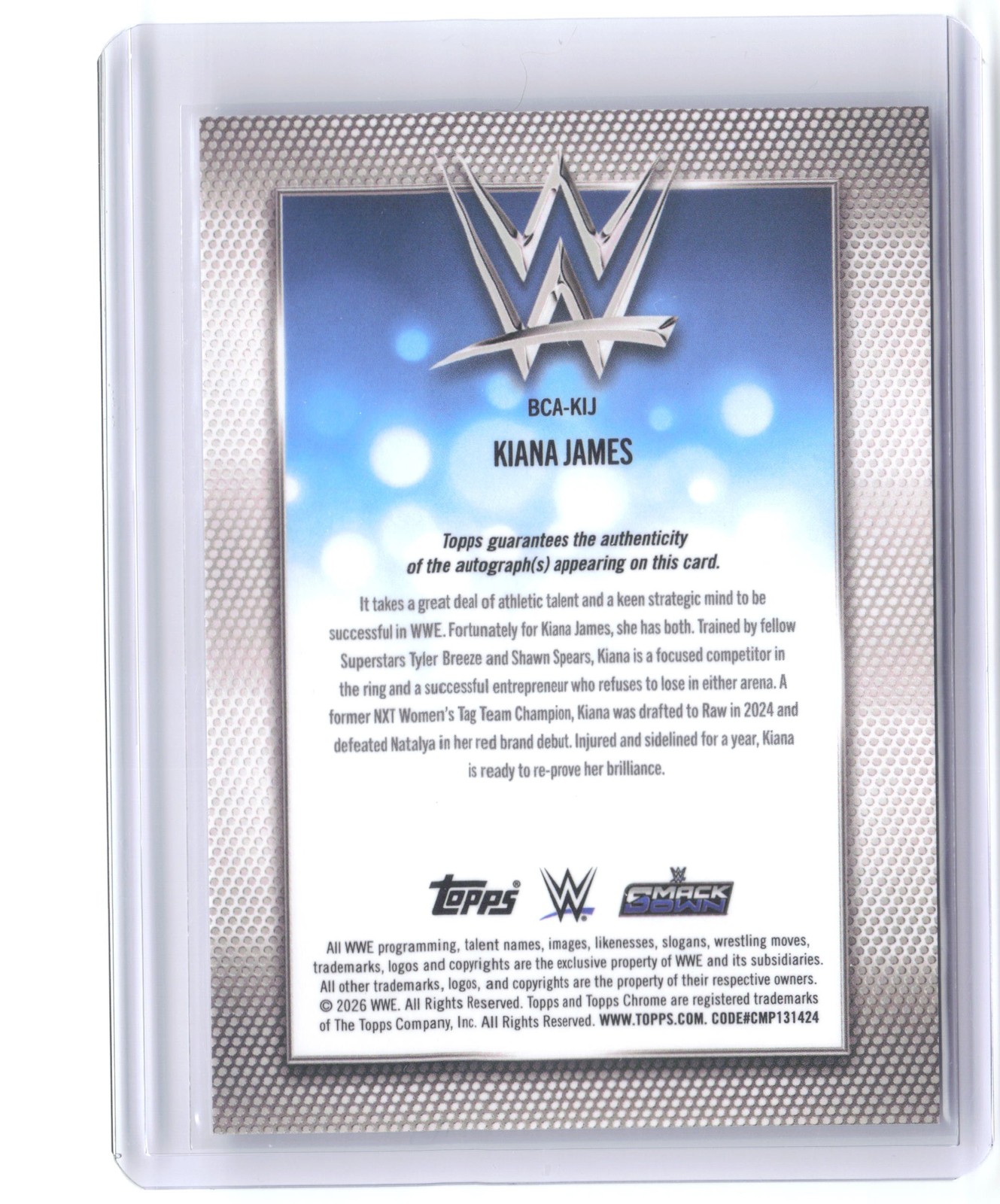 2026 Topps Chrome WWE #BCA-KIJ Kiana James Base Autographs view 2
