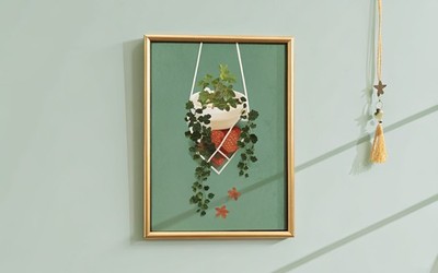 Hängende Efeu botanische Pflanze türkis Boho Blumen Makramee Blätter natürlich Küche Loun