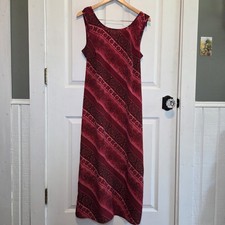 VTG California Concepts Red Tie Back Maxi Dress Batik Paisley 90s Boho Hippie 14