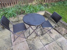 Rattan Style Patio Set 2 Chairs And 1 Table All Foldable