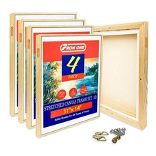 4-Pack 11x14 Stretched Canvases with Wooden Floater Frames – Triple Primed