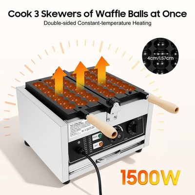 1500W Edelstahl Elektrisch Waffelbissen Bubble Waffle Maker Waffelmaschine Neu
