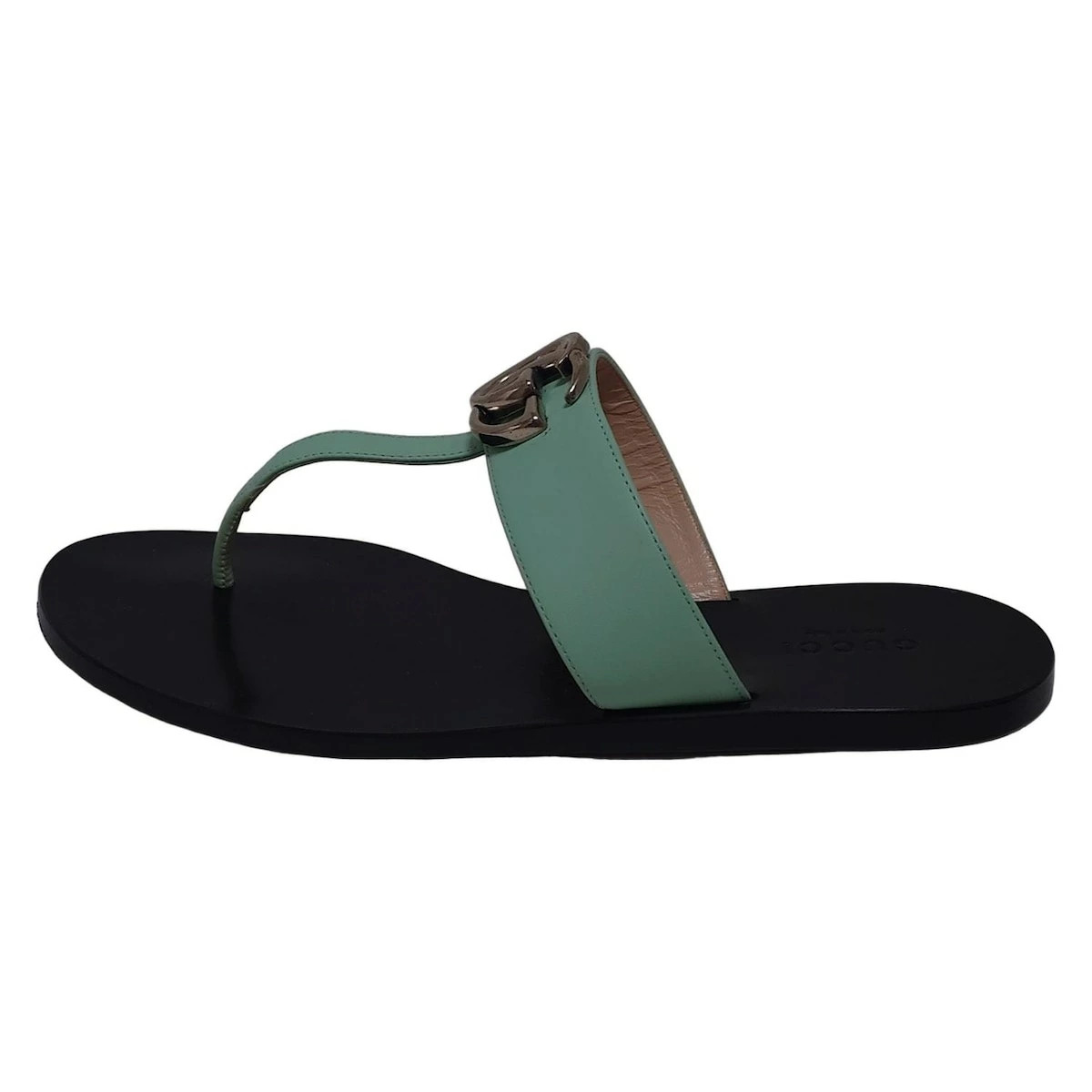 GUCCI sandals double G/L'AVEUGLE light blue leather