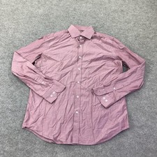 Robert Graham Shirt Mens 16 41 Pink Solid Cotton Dress Long Sleeve Button Front