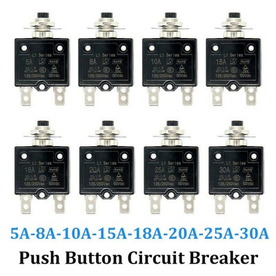 Push Button Schutzschalter Wasserdichter Philippschrauben 5A 30A UK Auswahl
