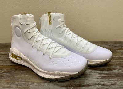 Under Armour Curry 4 Retro White Gold Basketball Sneakers 1298306-111 Size 8