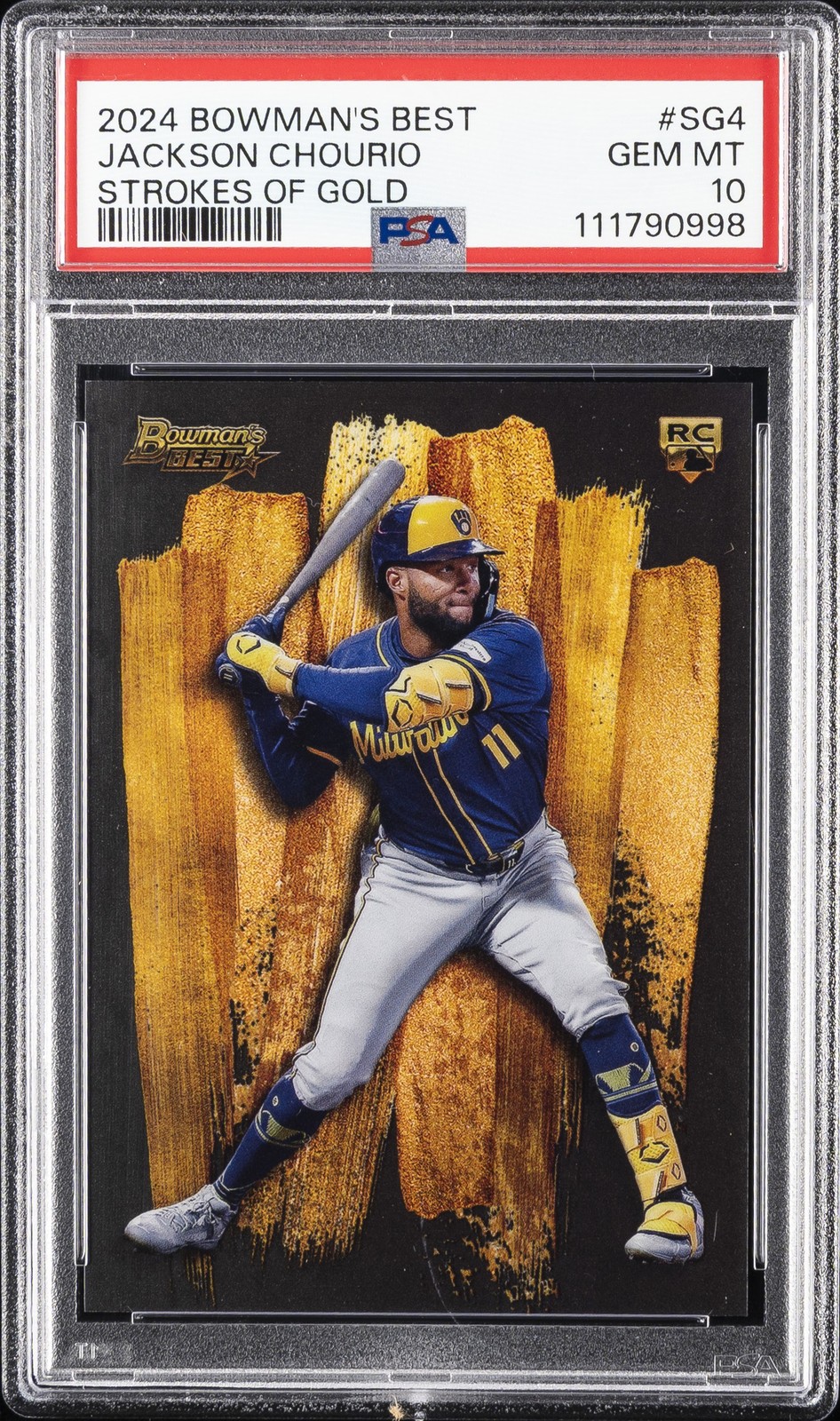 2024 BOWMAN'S BEST STROKES OF GOLD #SG4 JACKSON CHOURIO PSA 10