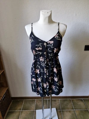 Billabong Damen Trägerkleid Schwarz Blumen XS Sommer Ärmellos Knöpfe Schleife - Bild 1 von 4