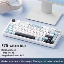 AULA F75 Wireless Mechanical Keyboard, Glacier Blue, Reaper Switch, Damaged Box