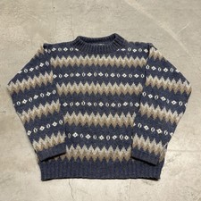 Vintage 60s 70s Pure Wool Knit Ski Sweater Nordic Fair Isle Knit Men's Large