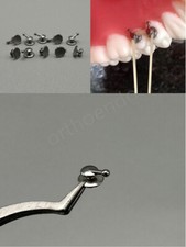 10pc Orthodontic Bondable Lingual Button with Hook Round Stainless Steel Ceramic