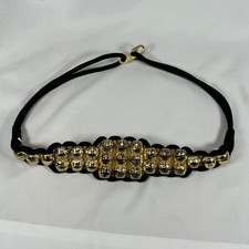 Vintage Gold Bead Bungee Belt Black
