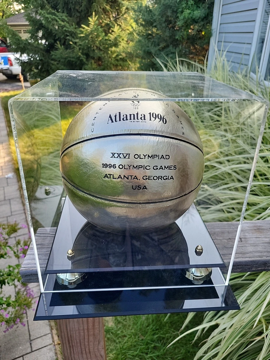 Silver Molten Full Size Basketball 1996 Atlanta Olympic Games with Acrylic Case