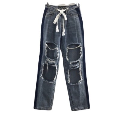The Kript Straight Jeans Womens XS Light Ripped Distressed Denim 100% Cotton