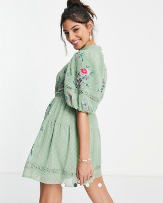 green lace asos dress ASOS Design - Lace Mini Dress - Women - Polyester/Nylon/Spandex - 8 US