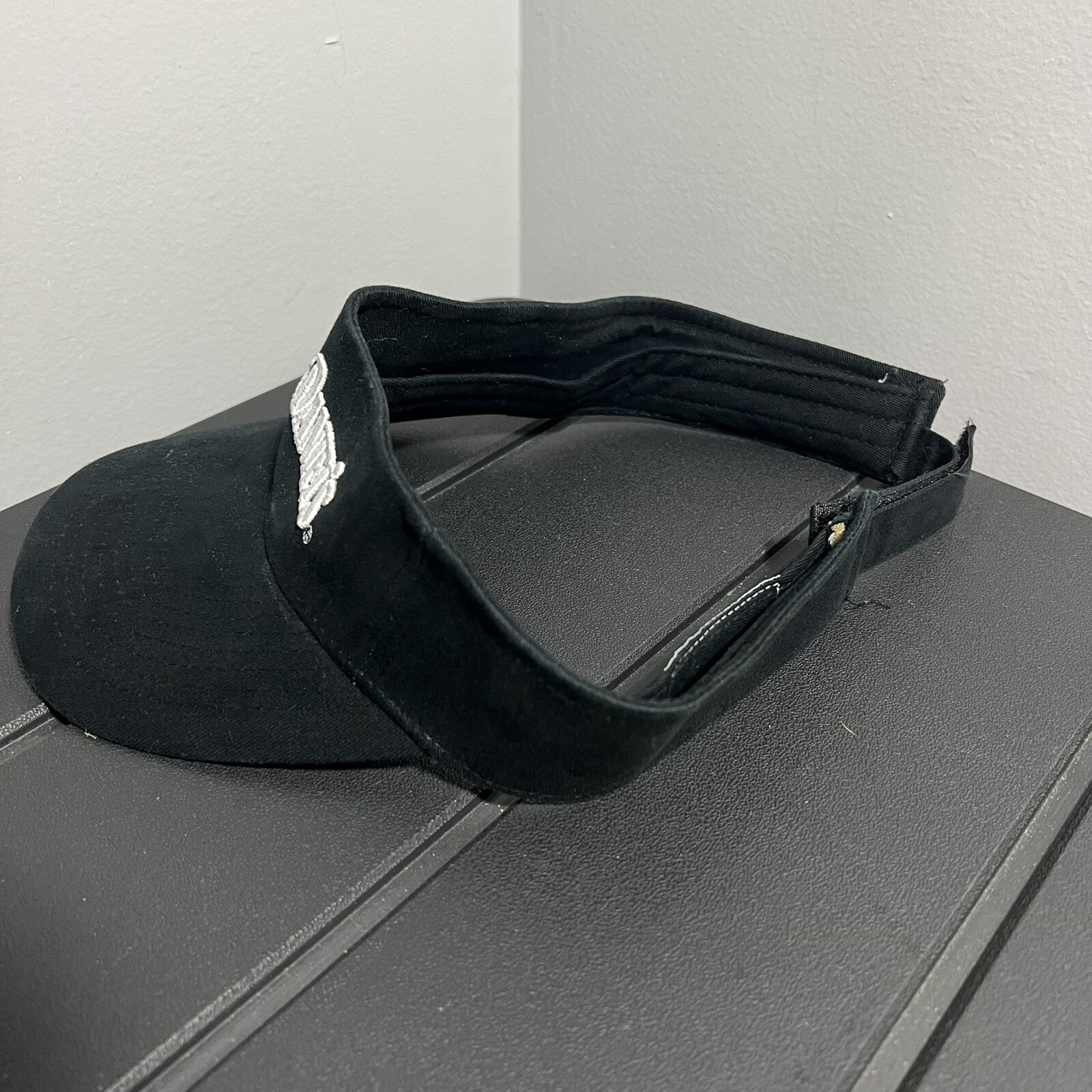 Jack Daniels Whiskey Black White Embroidered Adjustable Sun Golf Visor