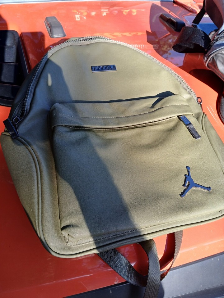 NEW Jordan Regal Air Faux Leather Backpack OLIVE GREEN 9A0136X34 BACK