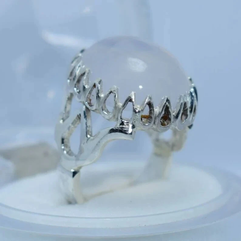 Anillo de piedra natural Dur Al Najaf anillo Dur e Najaf anillos chiítas piedra Najaf blanco Foto 3 de 4