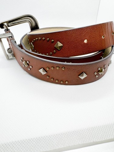 Westerngürtel braun Leder Damen XL Nieten silberfarbene Schnalle Rodeo - Bild 5 von 11