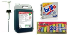 Image of Washing Up Liquid 5 Litre Detergent Concentrate / Pump / Brillo / Scouring Pads